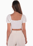 Crop top manga corta con aro en el escote color blanco, marfil para mujer - Flashy