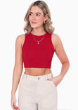 Crop top sin mangas con espalda descubierta color rojo para mujer - Flashy