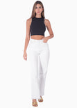 Crop top sin mangas con perlas color negro para mujer - Flashy