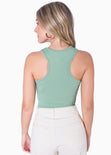 Crop top sin mangas con perlas color verde para mujer - Flashy