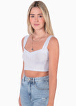 Crop top tejido de tiras con escote corazon color azul para mujer - Flashy