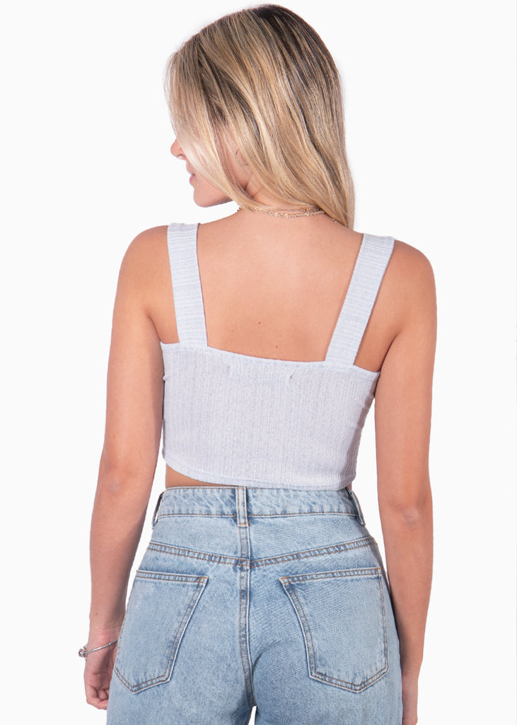 Crop top tejido de tiras con escote corazon color azul para mujer - Flashy