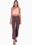 Crop top tejido de un solo hombro color rosado para mujer - Flashy