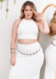 Crop top tejido tipo halter con espalda descubierta color blanco, marfil para mujer - Flashy