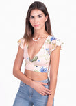 Crop top cruzado flores para mujer - Flashy