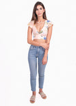 Crop top cruzado flores para mujer - Flashy
