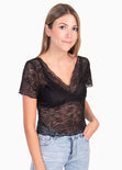 Blusa crop de encaje para mujer - Flashy