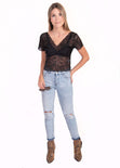 Blusa crop de encaje para mujer - Flashy