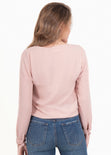 Blusa cruzada rosada con moños en mangas para mujer - Flashy