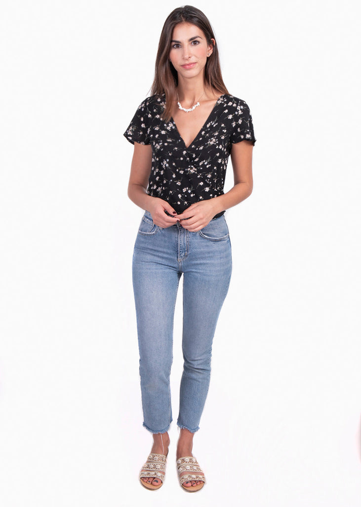 Blusa cruzada con estampado de puntos para mujer - Flashy