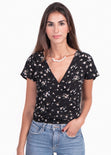 Blusa cruzada con estampado de puntos para mujer - Flashy