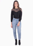 Buso con corte y estampado de leopardo para mujer - Flashy