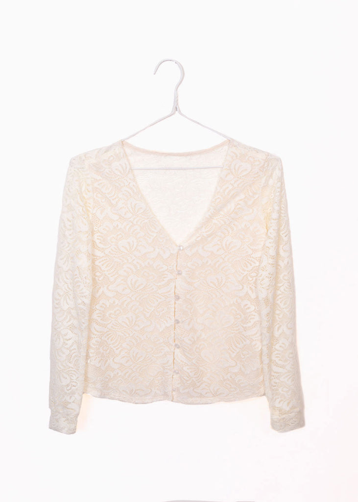 Blusa manga larga con tela de encaje para mujer - Flashy