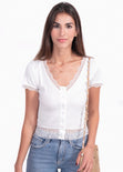Blusa de encaje manga corta para mujer - Flashy