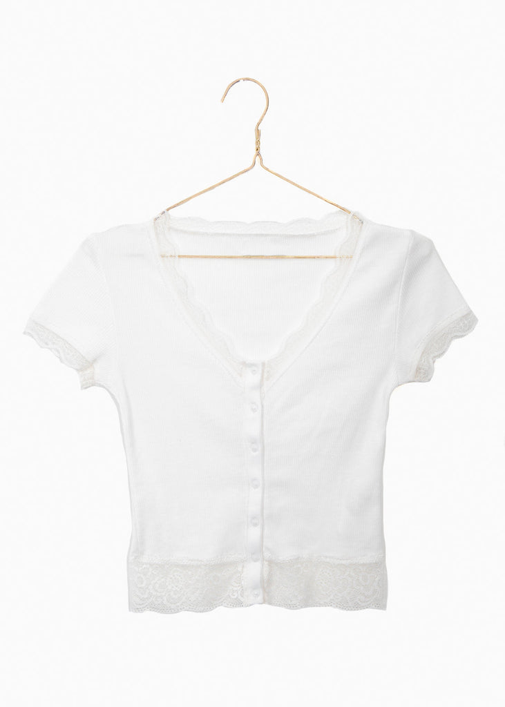Blusa de encaje manga corta para mujer - Flashy