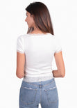 Blusa de encaje manga corta para mujer - Flashy