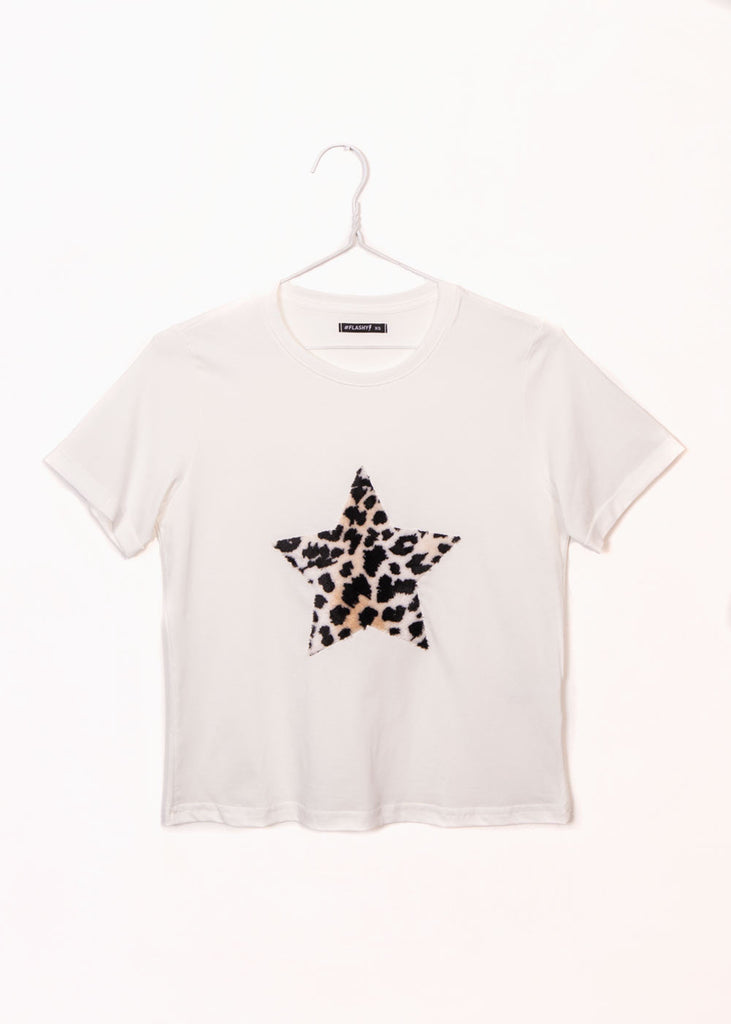 Camiseta con estrella de leopardo para mujer - Flashy