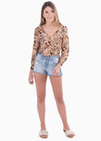 Blusa de leopardo manga larga para mujer - Flashy