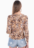 Blusa de leopardo manga larga para mujer - Flashy