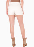 Falda corta con tapa y broche dorado color blanco, marfil para mujer - Flashy