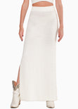 Falda larga tejida color blanco, marfil para mujer - Flashy