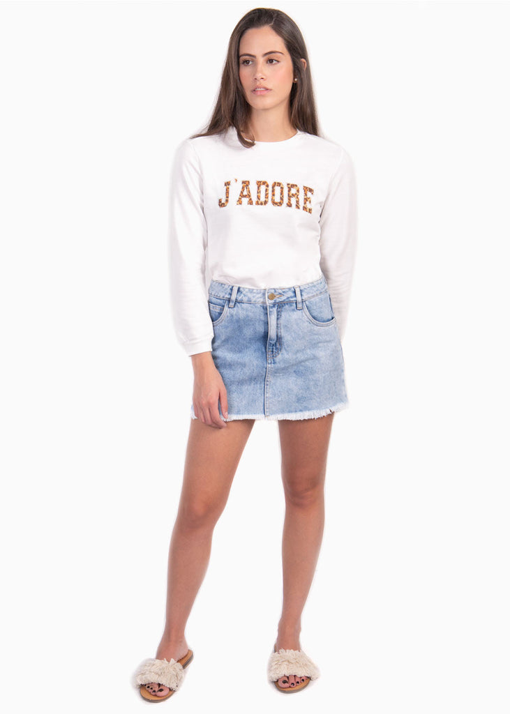 Falda jean de tiro alto para mujer - Flashy