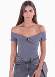 Blusa off shoulder con brillo para mujer - Flashy