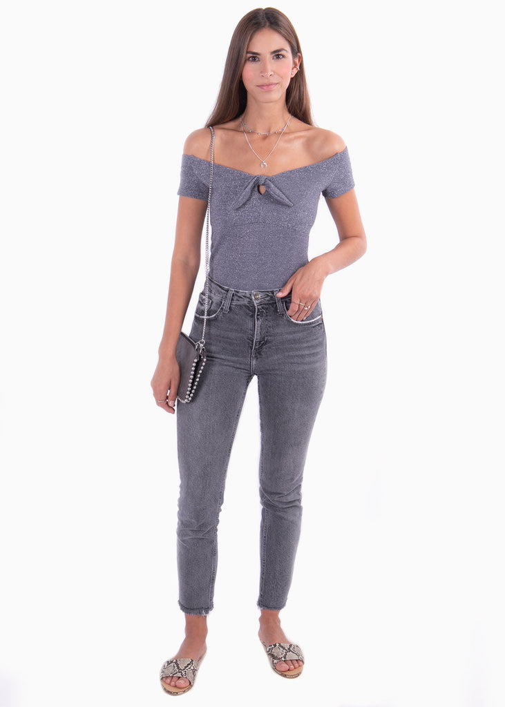 Blusa off shoulder con brillo para mujer - Flashy