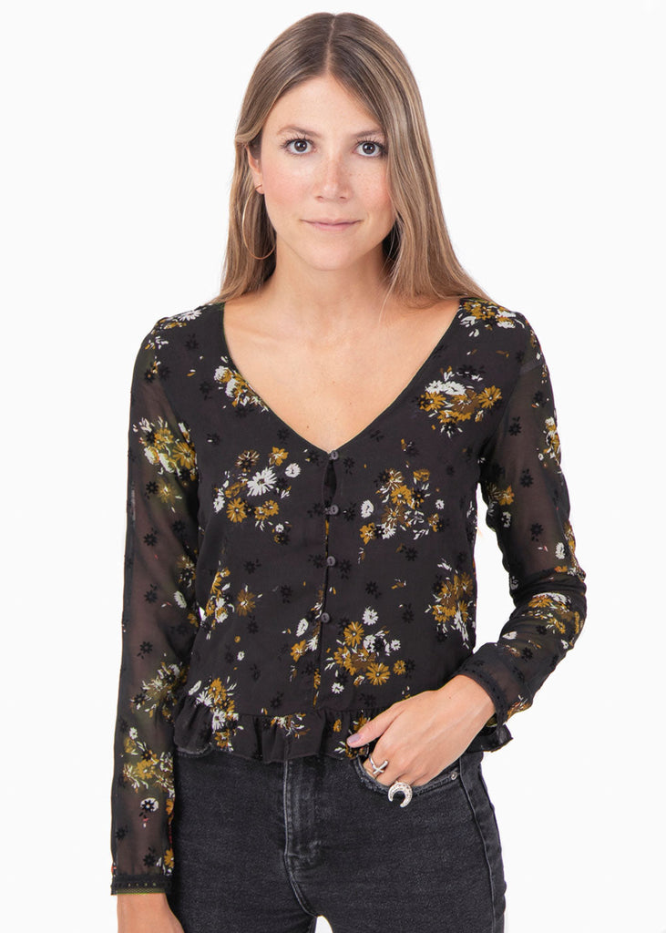 Blusa estampada de flores con bolero para mujer - Flashy