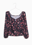 Blusa de flores manga larga con escote cuadrado para mujer - Flashy