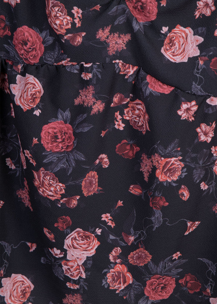 Blusa de flores manga larga con escote cuadrado para mujer - Flashy