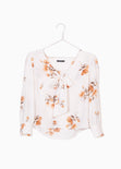 Blusa de flores manga larga con anudado en escote para mujer - Flashy