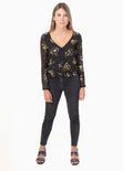 Blusa estampada de flores con bolero para mujer - Flashy