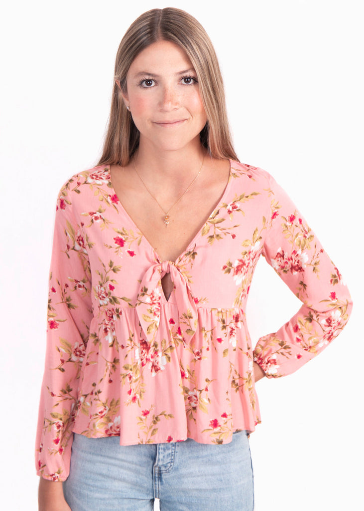 Blusa manga larga con estampado de flores para mujer - Flashy
