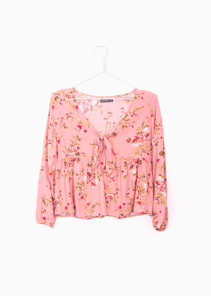 Blusa manga larga con estampado de flores para mujer - Flashy