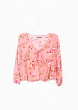 Blusa manga larga con estampado de flores para mujer - Flashy