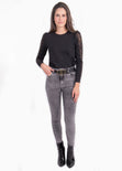 Buso con recogido en mangas y franja de encaje para mujer - Flashy