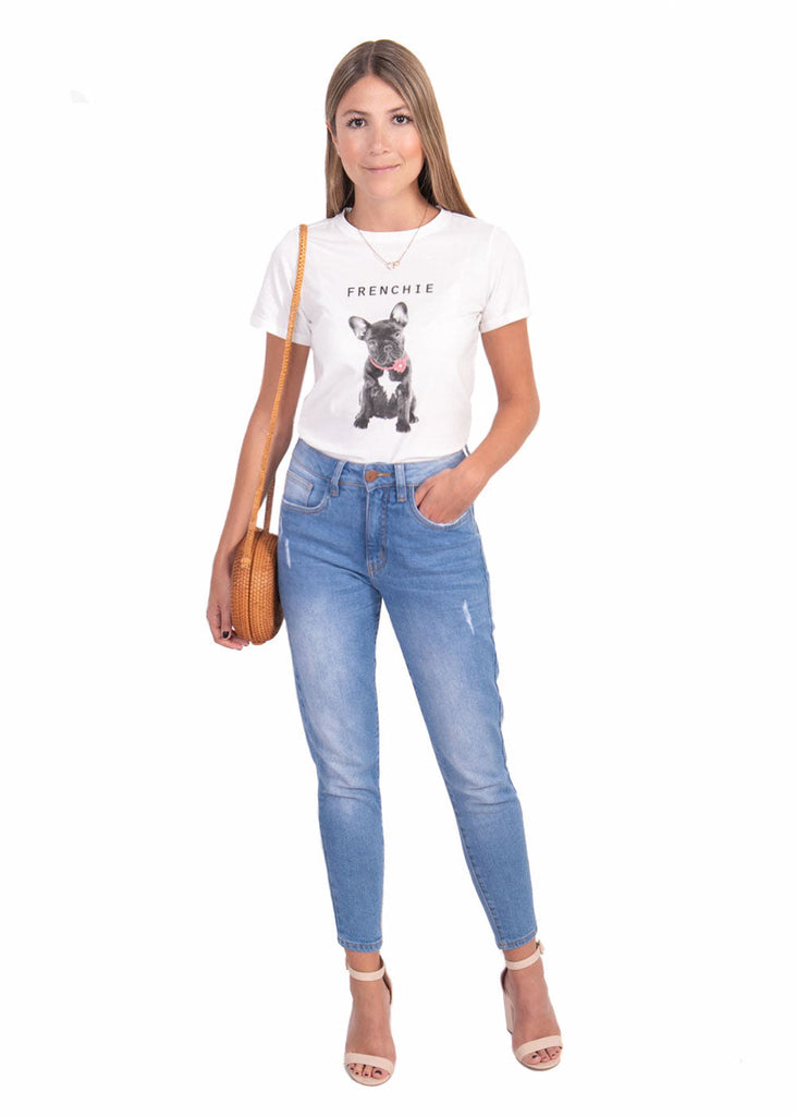 Camiseta estampada "Frenchie" para mujer - Flashy