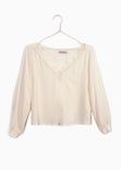 Blusa manga larga con guipur para mujer - Flashy
