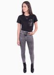 Camiseta con bolsillo de lentejuelas y bordado "#girlboss" para mujer - Flashy