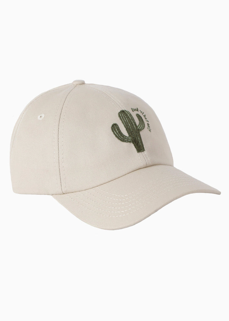 Gorra con bordado de cactus color beige para mujer - Flashy
