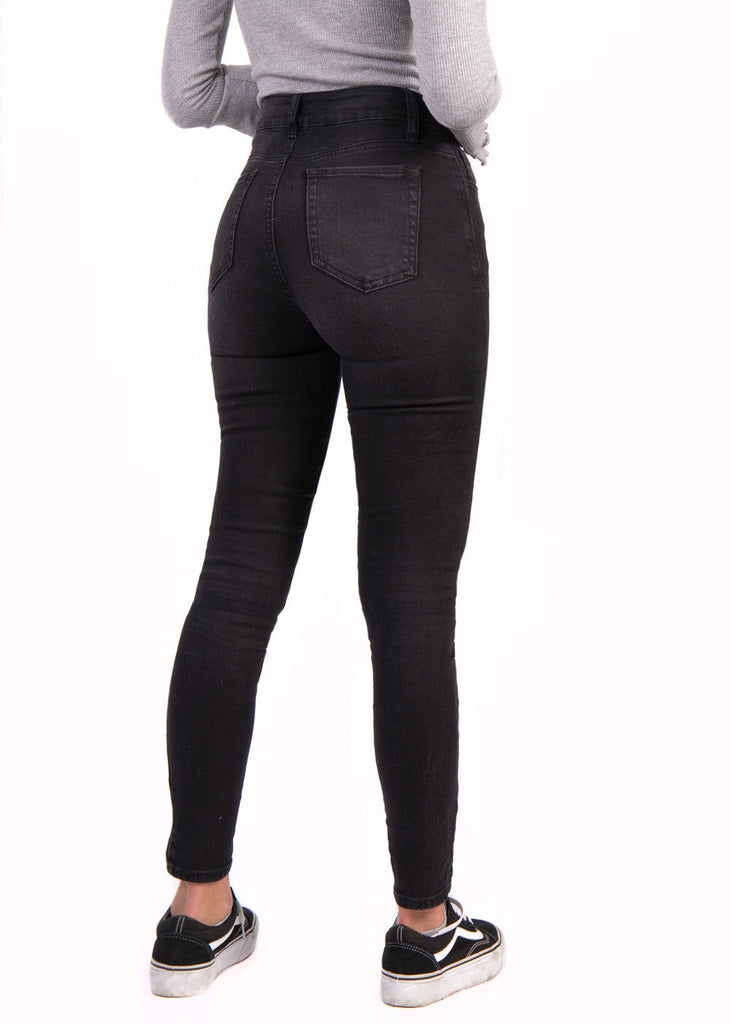 Jean tiro alto skinny desgastado para mujer - Flashy