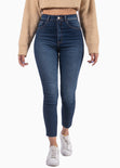 Jean skinny de tiro alto color azul, denim para mujer - Flashy