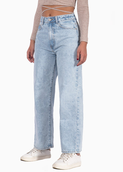 Jean tiro alto culotte color azul, denim para mujer - Flashy