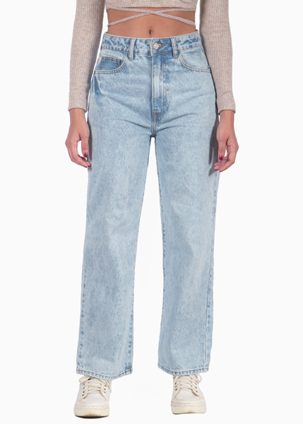 Jean tiro alto culotte color azul, denim para mujer - Flashy