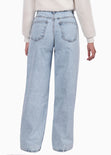 Jean tiro alto wide leg full length color azul, denim para mujer - Flashy
