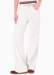 Jean wide leg tiro medio color blanco, marfil para mujer - Flashy