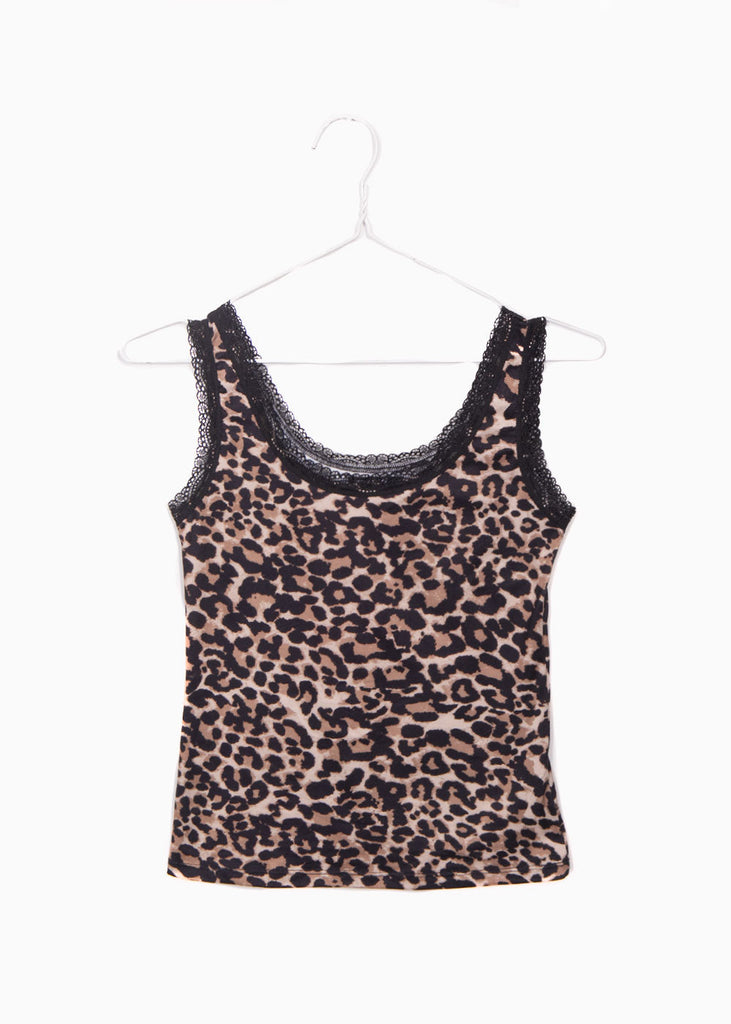 Blusa tiras leopardo encaje básica para mujer - Flashy