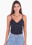 Blusa de tiras con perlas para mujer - Flashy