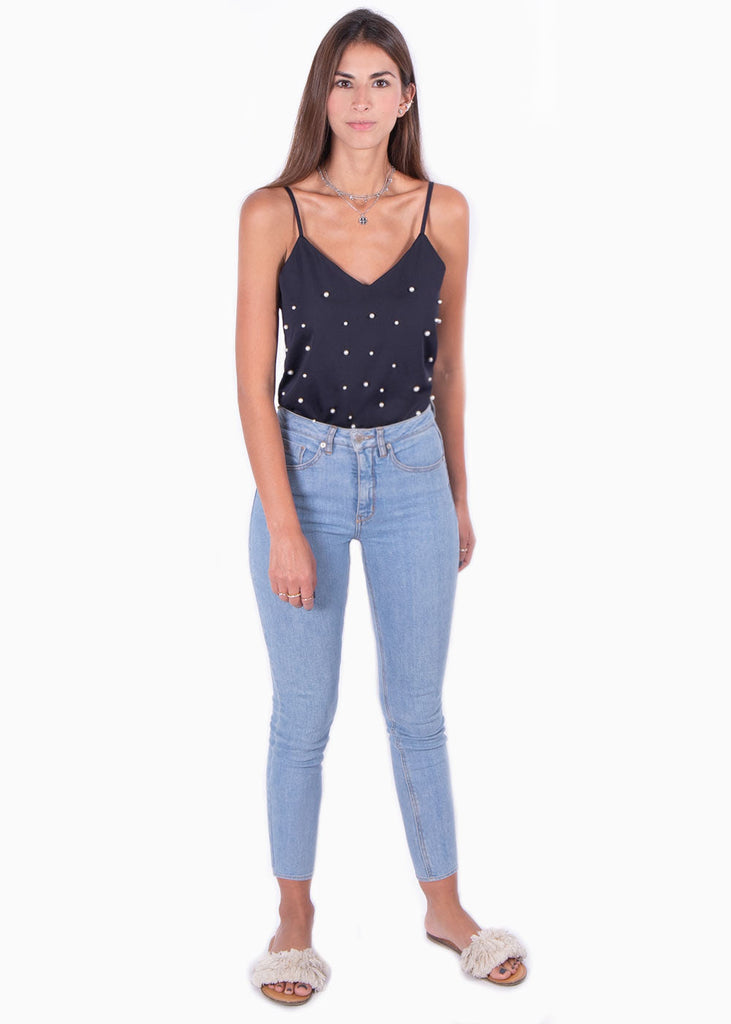 Blusa de tiras con perlas para mujer - Flashy